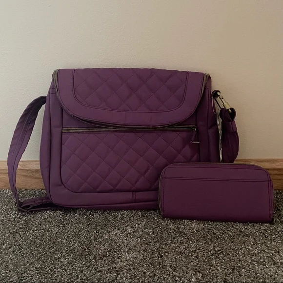Travelon Purple Anti-Theft Bag and Wallet Set - Picture 1 of 10